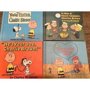 Vintage Peanuts Charlie Brown Books Lot Set of 4 Snoopy Hardcover Children’s